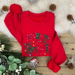 Merry and Bright Family Christmas Jumper | Glitter Effect detail | Xmas Novelty