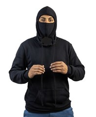 Hoodie Mask Sweatshirt Pull-over Black