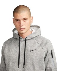 Nike Men’s Therma-FIT Long Sleeve Logo Hoodie Pullover Dark Grey Heather Medium