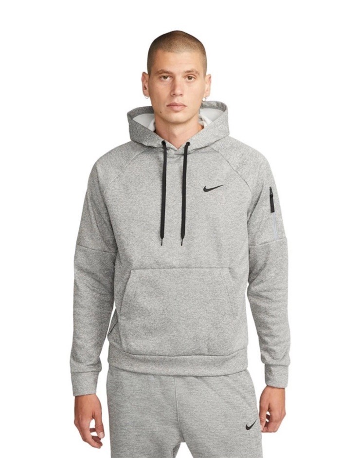 Nike Men’s Therma-FIT Long Sleeve Logo Hoodie Pullover Dark Grey Heather Medium