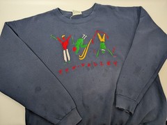 Vintage Sgt Leisure Sweatshirt Mens Medium Navy Sun Valley Ski Graphic *Stains
