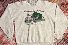 Vtg 90’s COMMUNITY OF FLAGS Brooklyn IA Collared Crewneck Sweatshirt Adult XL