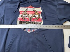 RealTree hooded sweatshirt Mens Medium navy blue camo america red white blue
