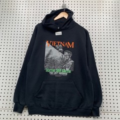 Vintage Vietnam Veterans Hoodie Mens XL Black 90s Some Still Serve