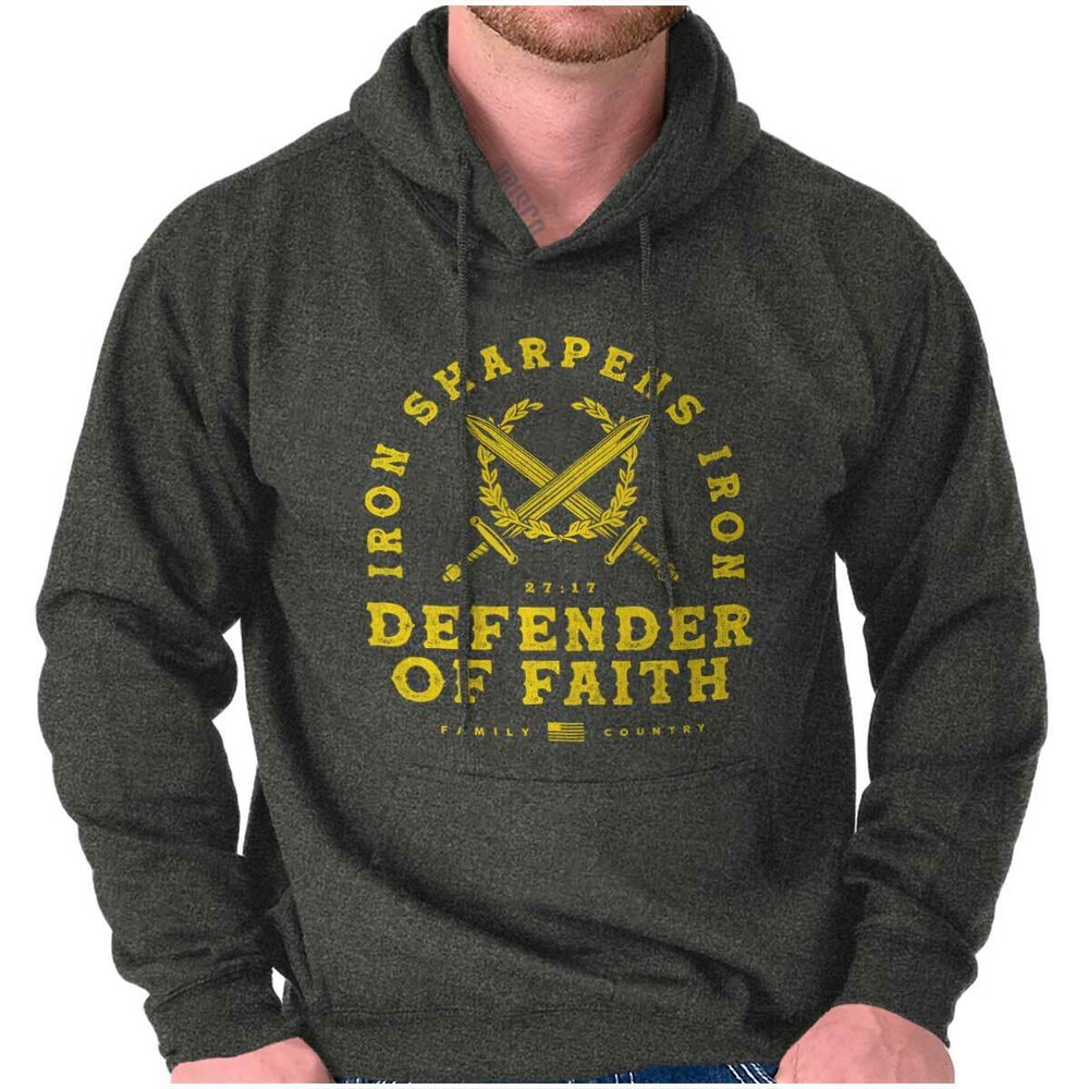 Christian Defender of Faith Iron Sharpens Hoodie Hooded Sweatshirt Men Women