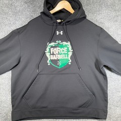 Under Armour Force Barbell Hoodie Mens XL Black Loose Fit Gym Logo Sweatshirt