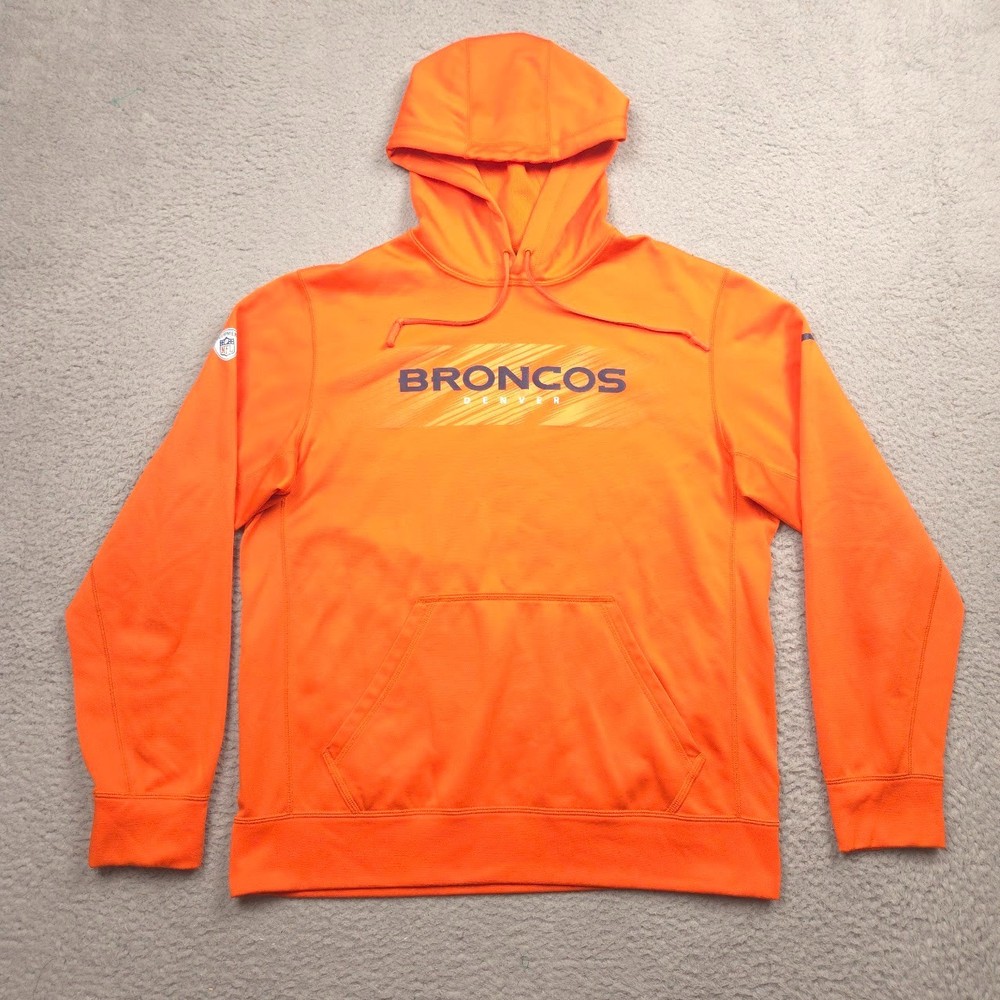 Nike Therma Fit Men’s Orange Pullover Hoodie Sweatshirt Size M Athletic Pockets