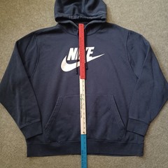 Nike Hoodie Mens XXL Blue Big Center Swoosh Spellout Pull Over Long Sleeve