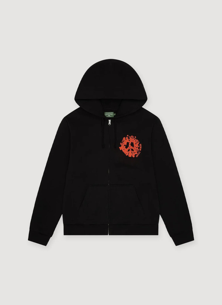 Denim Tears Black with Orange U Zip Up Hoodie Designer Hoodie New Free Shipping
