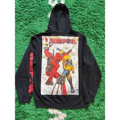Marvel Studios Deadpool Wolverine Graphic Hoodie Black Mens XL Comic Back Print
