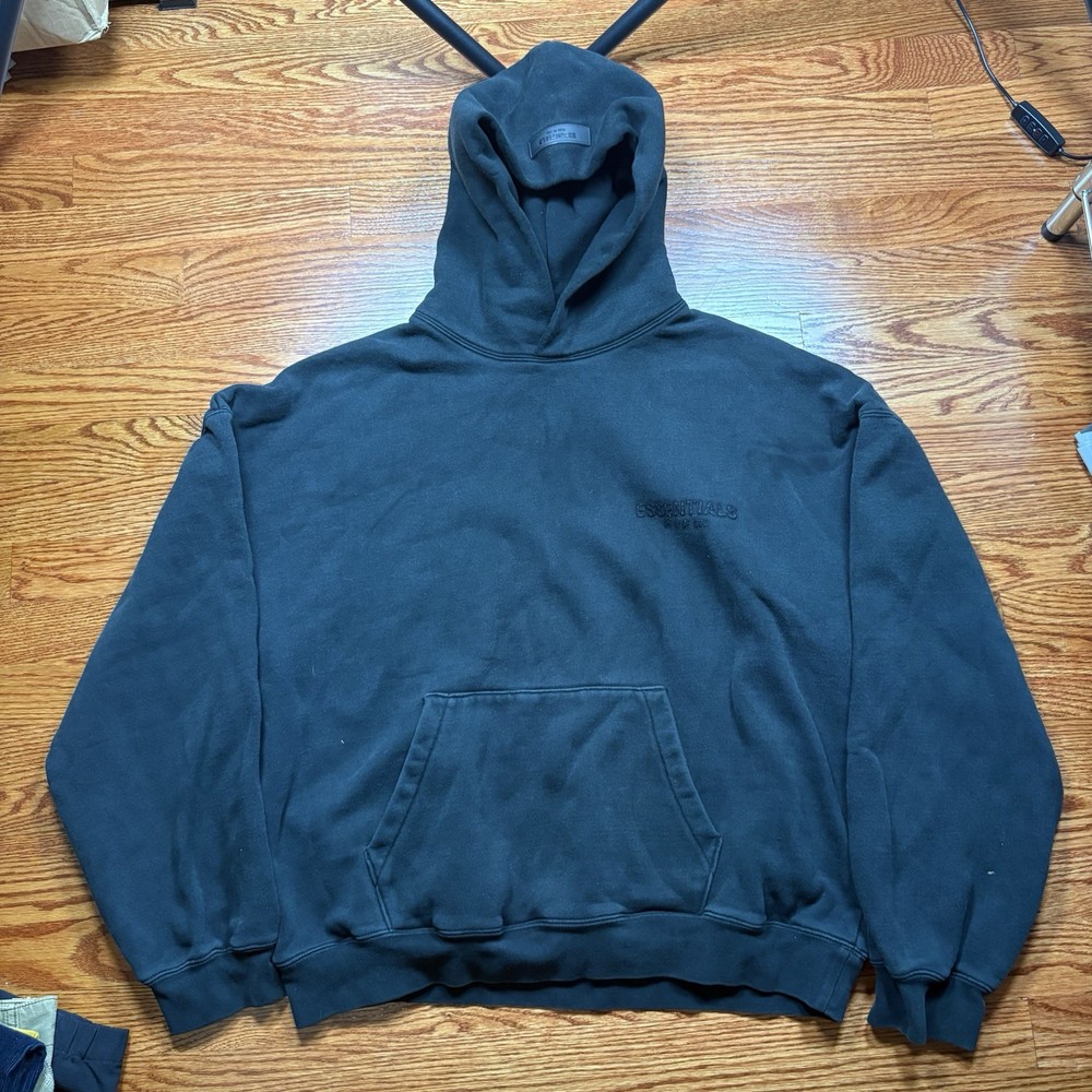 Fear of God Essentials Black Stretch Limo Hoodie Size L