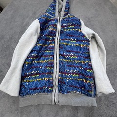 SIMS Hoodie Teens XL Gray Full Zip Hooded Pockets Lined Quilted Snowboarding