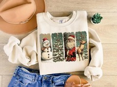 Retro Christmas Vintage Sweatshirt Holiday Apparel Gift Top Men Women