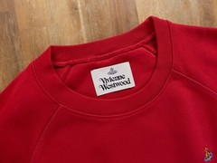 (NO CUSTOMS TAX) VIVIENNE WESTWOOD red sweatshirt w orb logo embroidery Medium