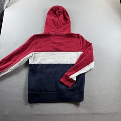 Hollister Hoodie Mens Small Red White Navy Colorblock Fleece 1/4 Zip Logo