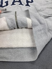 Gap Hoodie Mens Large Gray Sherpa Lined Full Zip Fleece Sweatshirt Logo Pockets