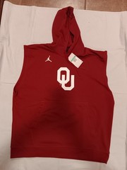 Jordan Oklahoma Sooners OU Men’s XL Red Sleeveless Pullover Hoodie Logo Pocket