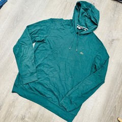 Lacoste Hoodie Mens Large sz 5 Green Regular Fit Cotton Jersey Pullover Sweater