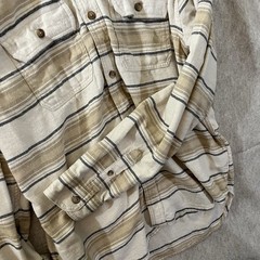 Old Navy Men’s XL Hooded Pullover Hoodie Button Front Striped Beige/Navy