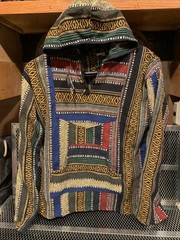 Hoodie Baja Shirt Pullover Made in India Skater Rasta Medium New Wood Buttons