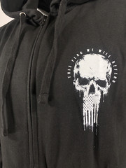 Howitzer Style Men’s Zip Up Hoodie FLAG SKULL Military Grunt S M L XL 2XL 3XL