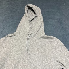 H&M Hoodie Mens Small Heather Gray Cotton Fleece Lined Relaxed Fit Wrapover Hood