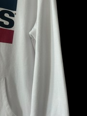 Levis Adult Men’s Small White Relaxed Hoodie Oversized Pullover Logo Red Blue S