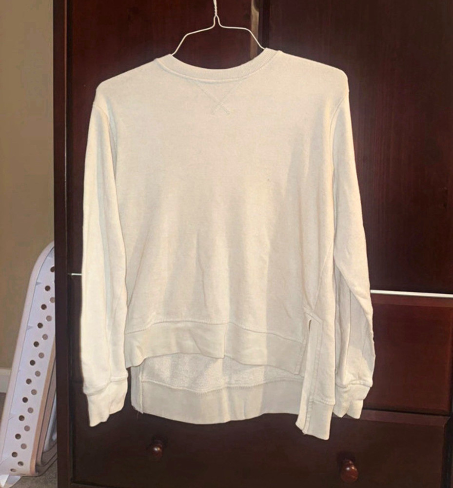 U.S. Vintage Men’s Beige Crew Neck Pullover Sweatshirt Solid Long Sleeve Sz S