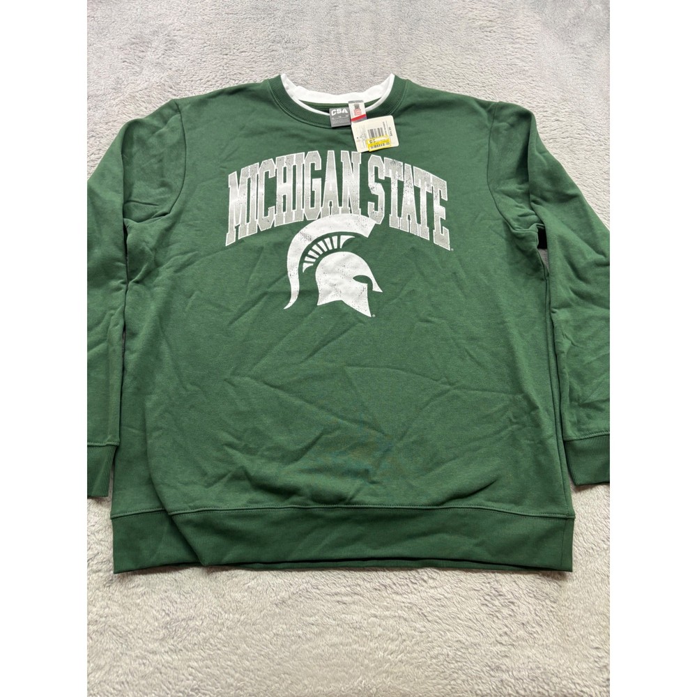 Michigan State Spartans Sweatshirt Mens XL Green NCAA College Pullover NEW