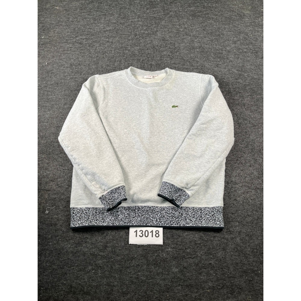 Lacoste Live Sweatshirt Mens 7 Gray Cotton Crew Neck logo Long Sleeve Pullover