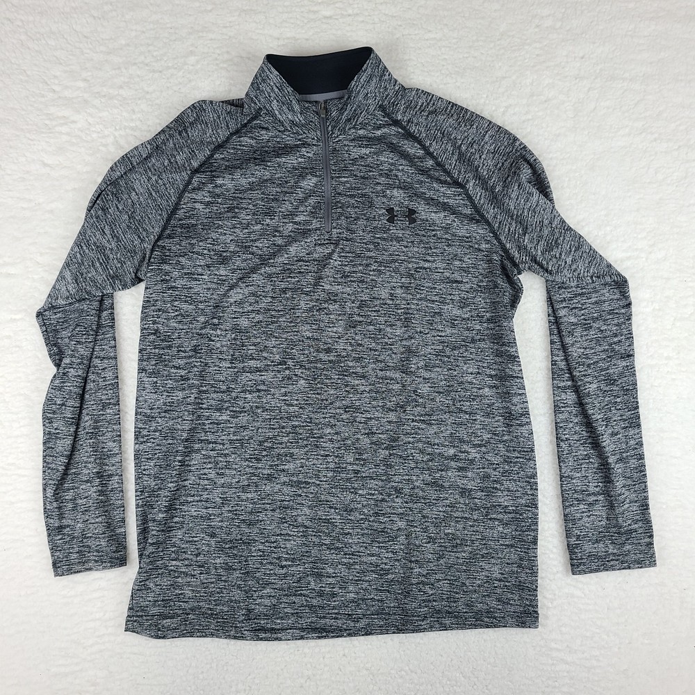 Under Armour Sweater Mens Medium Black Gray Heathered Loose Heatgear Performance