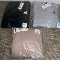 Lot Of 3 Adidas men Essentials Fleece Hoodie Size Small Gray Black Sandstone New