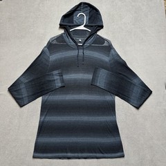 John Varvatos Hoodie Mens Large Gray Striped Rayon Linen Blend Drawstring GUC