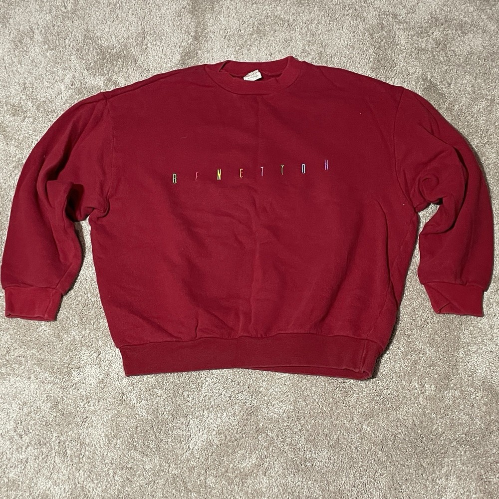 Vintage 90’s United Colors Of Benetton Sweatshirt Red Unisex M Made In Italy