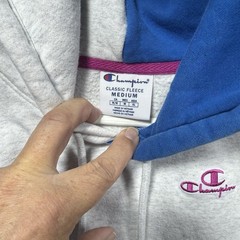 Champion Hoodie Adult M Colorblock Patchwork Cut & Sew Outdoor Colorful Preppy
