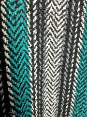 Baja Joe Woven Jerga Blue/White Black Pullover Hoodie Sweatshirt Size S