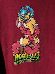 Vintage Hook-Ups Cheshire Cat Girl Alice in Wonderland Sweatshirt Maroon Mens L