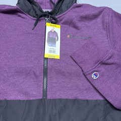 Champion Hoodie Mens M Plum Purple Softshell Hood Pullover Fleece Active NEW