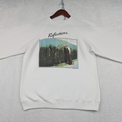 VTG Hanes Sweatshirt Men’s L White Vietnam Veterans Memorial Reflections Art 90s