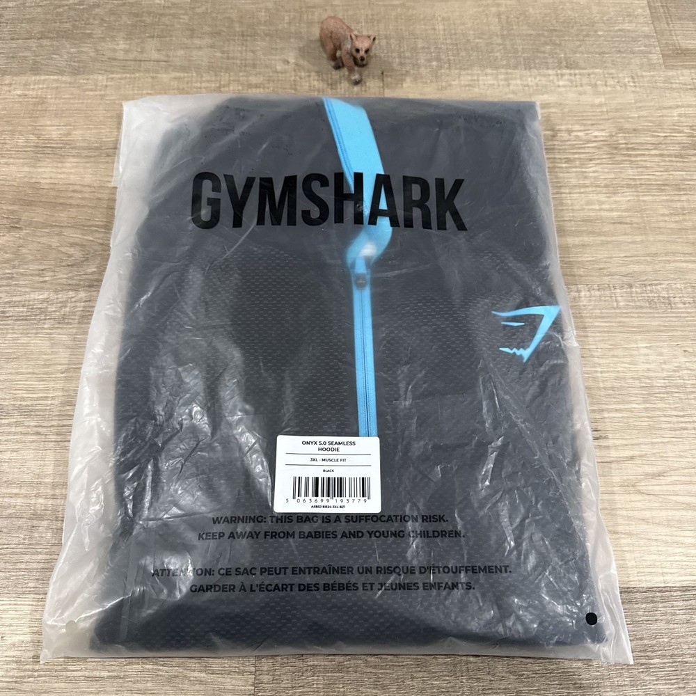 Gymshark Onyx 5.0 Seamless Hoodie Black Onyx Grey BLUE Size 3XL Men’s NEW