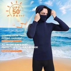 Men Hoodie Long Sleeve T-Shirts, UPF 50+ Sun Protection Hooded