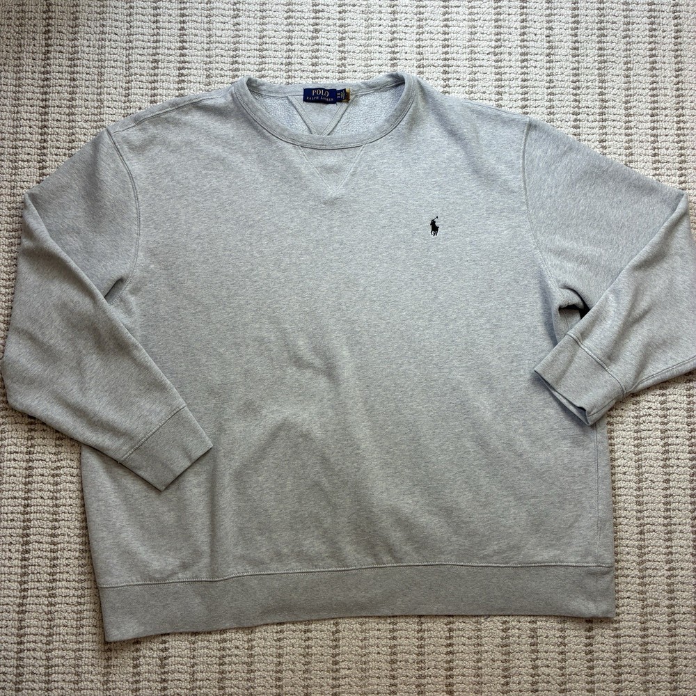 Polo Ralph Lauren Sweatshirt Mens Big 3XB Gray Crewneck Fleece Pullover