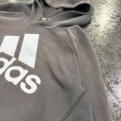 Adidas Mens Pullover Hoodie Faded Black Gray Logo Sweatshirt CX4202 Large