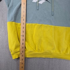 Reebok Hoodie Mens Medium Green Yellow Colorblock Classic Logo Pullover