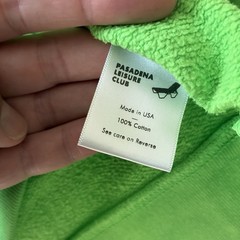 Pasadena Leisure Club Sweatshirt M L Neon Green High & Outside USA Made RRP £175