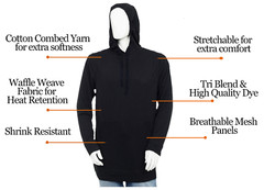 Syllion T Shirt Hoodie, Long sleeve – Big and Tall – Lightweight S to 5XLT