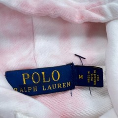 Polo Ralph Lauren Hoodie Men Medium Pink White Sweatshirt Sweater Tie Dye Pony