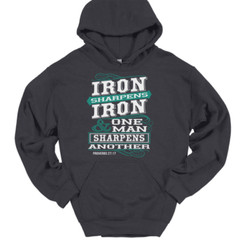 Iron Sharpens Iron Hooded Sweatshirt Hoodie Christian Catholic God Jesus