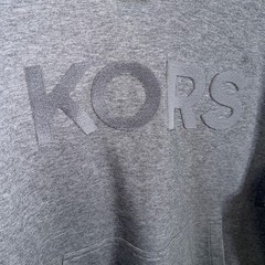 Michael Kors Men’s Modern-Fit Stretch Textured Logo Hoodie Gray large $128