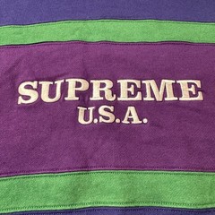 Supreme USA Colorblock Crewneck Sweatshirt Blue Purple Green Large Mens